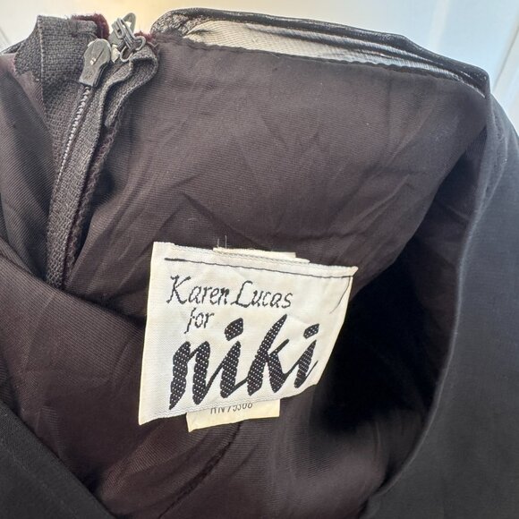 Vintage Karen Lucas for Niki Black Velvet Tea Length Dress - Picture 5 of 8